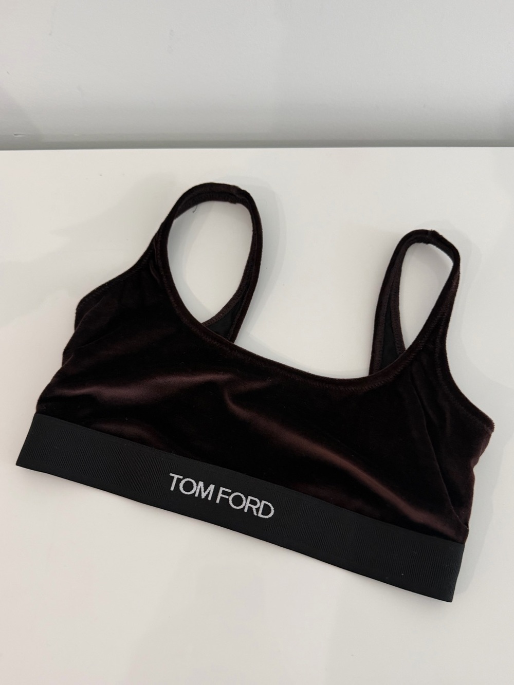 Tom Ford Dark Brown Velvet Crop Bralette